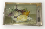 Cheese Board & Spreading Knife with wine & cheese picture- Vintage - nib Model