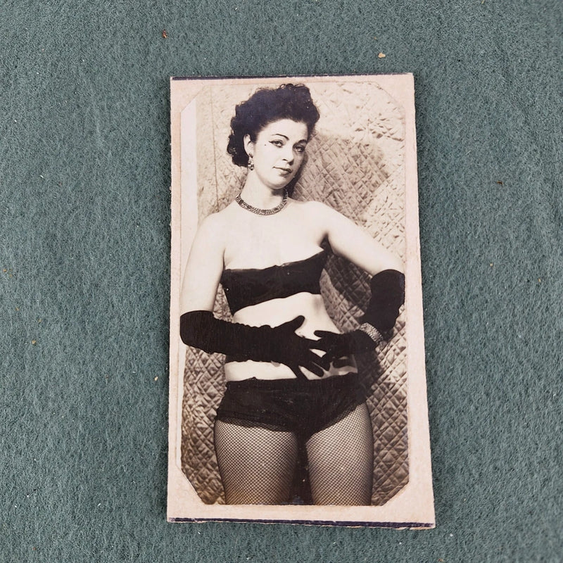 Original VTG 1940s-1950s Goth Risque 2.5x4.5 B&W Photo Rough Mount To Board Model