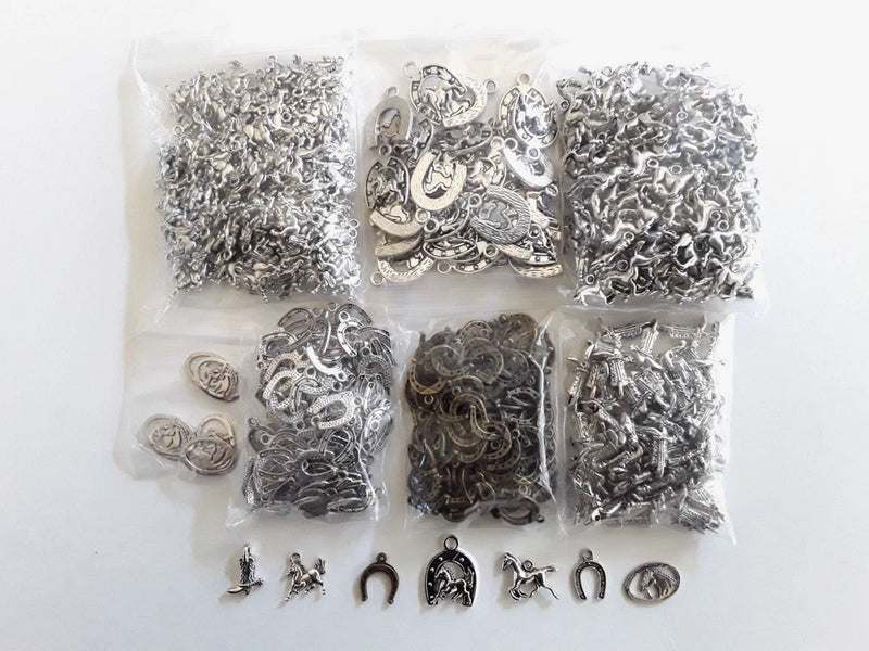 Lot of Western Horse Charms - Bagged 600 pcs - Horses ¡î Horse Shoes ¡î Boots Charms