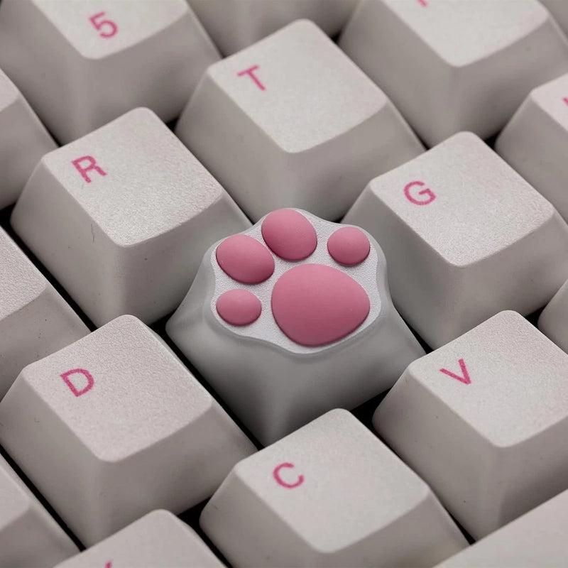 ZOMOPLUS Silicone Kitty Paw Print ABS Keycap Key Cover Keyboard PINK / WHITE NEW Model