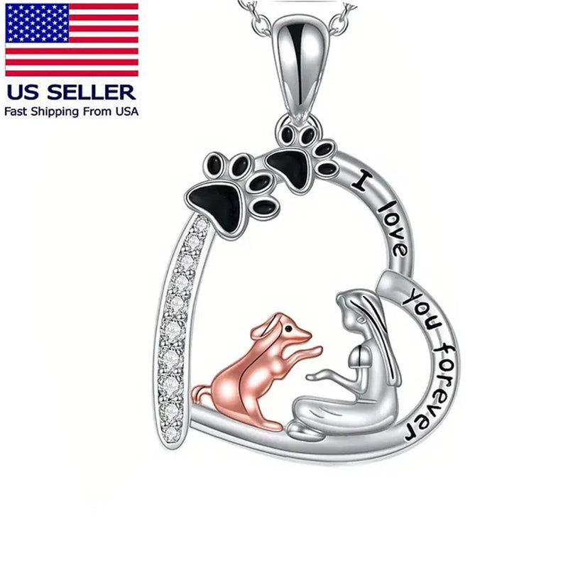 Cute Style Women Pet Dog Pendant, 925 Sterling Silver Necklace Girl Jewelry Gift Charms