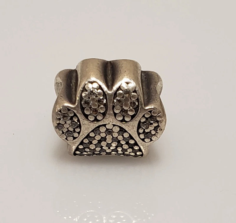Pandora Sterling Silver Pave CZ Paw Print Charm Bead 791714CZ STOCK Charms