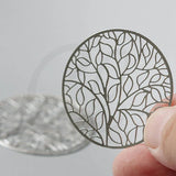 One Piece Premium Silver Plated Brass Base Filigree Pendants-40mm (3720C-V-159) Charms