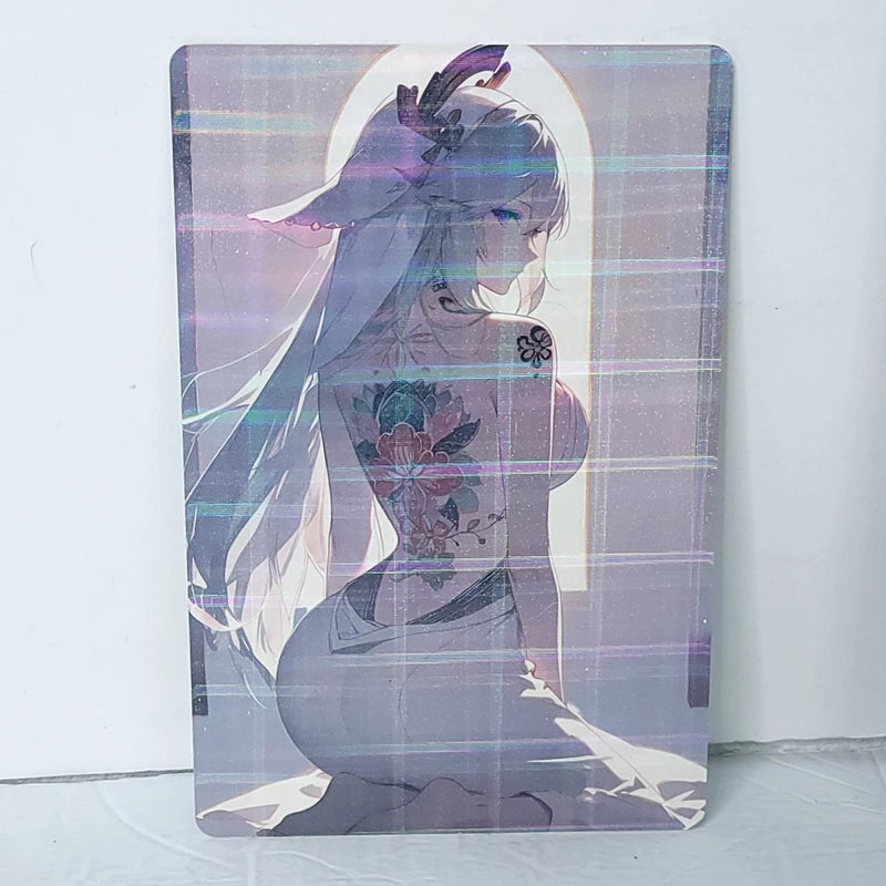 Shenhe Holo Tattoo Premium Waifu Card Anime Girl Wall Art Oversized Board A5 Model