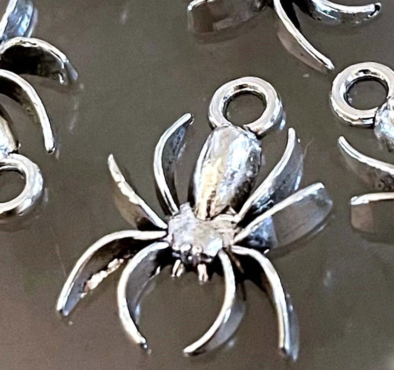 Bulk 50 Spider Charms Antique Silver Arachnid Halloween Hanging Pendant Finding Charms
