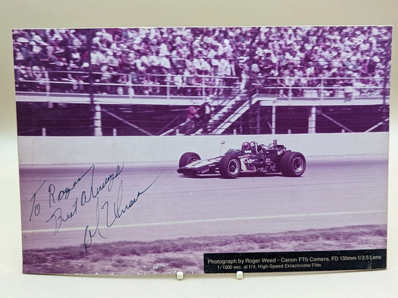 1971 Al Unser Sr Indy 500 Signed 13 x 9 Indianapolis Autograph Photo Board READ Model