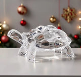 Transparent Crystal Glass Turtle Figurine, Handcrafted Tortoise Decor Ornament Model