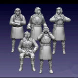 1/35 Scale WwII Soviet Winter Dress Tank Crew 5 Soldiers Model Resin Printed Model