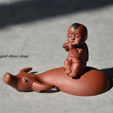 Small tea pet Yixing purple sand tea play home decoration buffalo children - Model