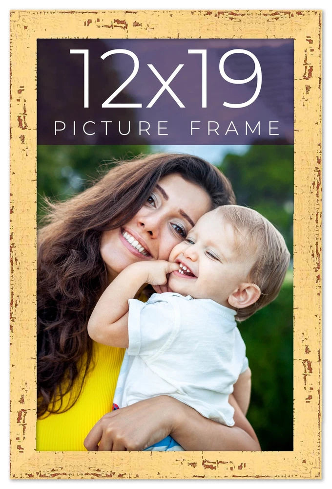 12x19 Frame Yellow Real Wood Picture Frame Width 1.25 inches | Interior Frame De Model
