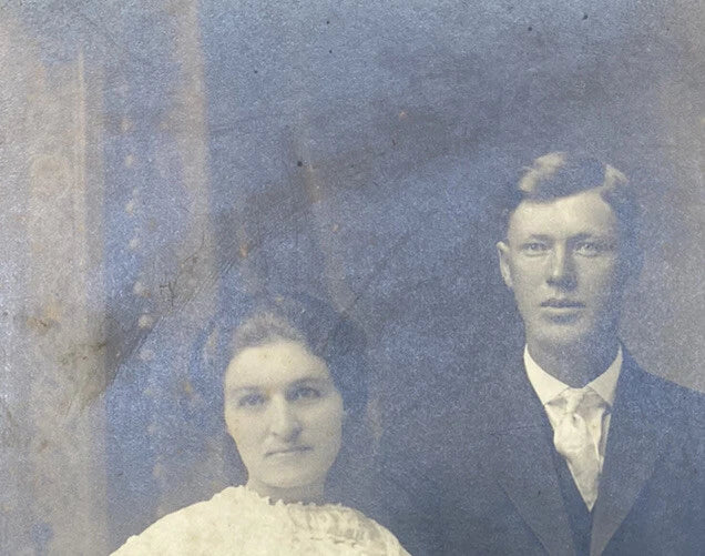 Texas Couple Lizzie Otto Vintage Studio Photograph on Board Model