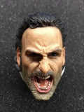 1/6 Scale Angry Roar Rick Grimes Andrew Lincoln Head Carving Sculpt Model Toys Model