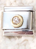 Authentic Message Charisma Italian Charm Round April Birthstone 9mm Classic D151 Charms
