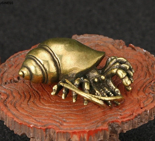 Brass Hermit Crab Animal Statue Small Sculpture Tabletop Figurine Decor Gifts Model