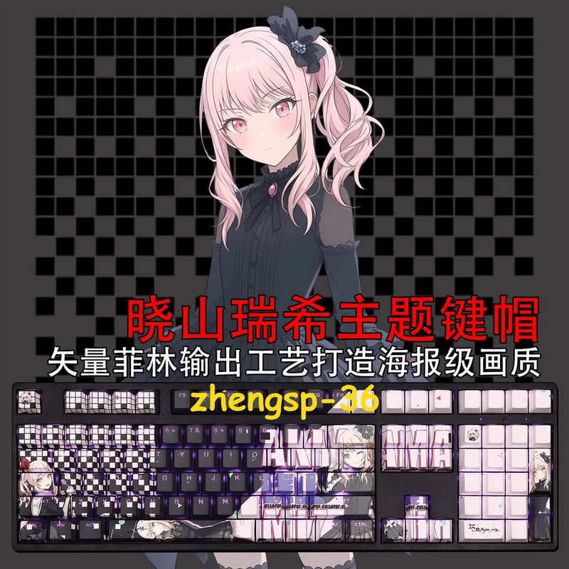 PBT five side thermal sublimation transparent keycap anime peripheral 108 keys Model