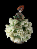 Irish Dresden Lydia Emerald Collection Porcelain Lace Figurine Green Ivory Mint Model