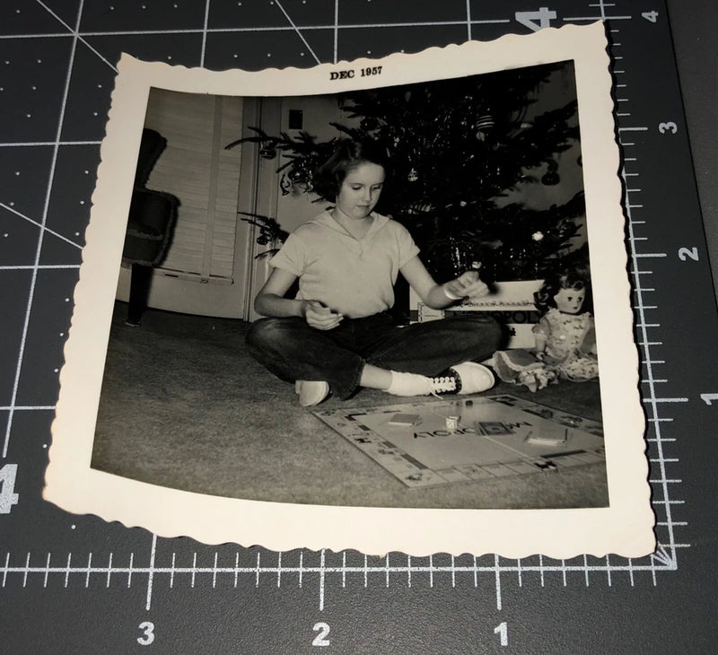 1950s Girl w/ MONOPOLY Board Game Toy Vintage Snapshot PHOTO #2 Model