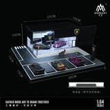 1/64 Diorama Car Showroom Model LED Lighting City Car Garage Scene Display Model Model