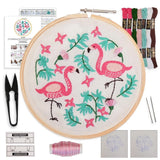 DIY Embroidery Kit Beginners Adults Flamingo Pre-Printed Fabric Cross Stitch Set Model