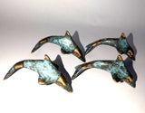 Set of 4 Vintage Brass and Metal Solid Dolphins paper weight or display piece Model