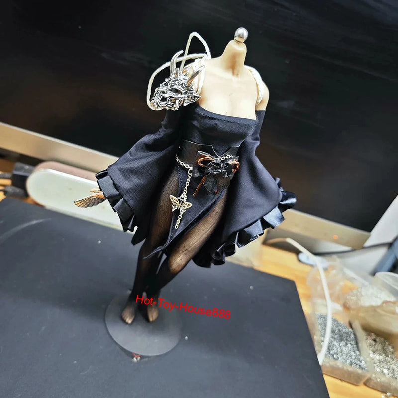 1/6 Scale Female Black Elastic Strapless Dress Model Fit 12" Action Figure Body Model