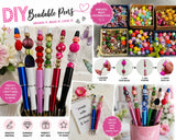 DIY Beadable Pen Making Kit ?C 10 Black Ink Pens & 200+ Mixed Beads Craft Set Model