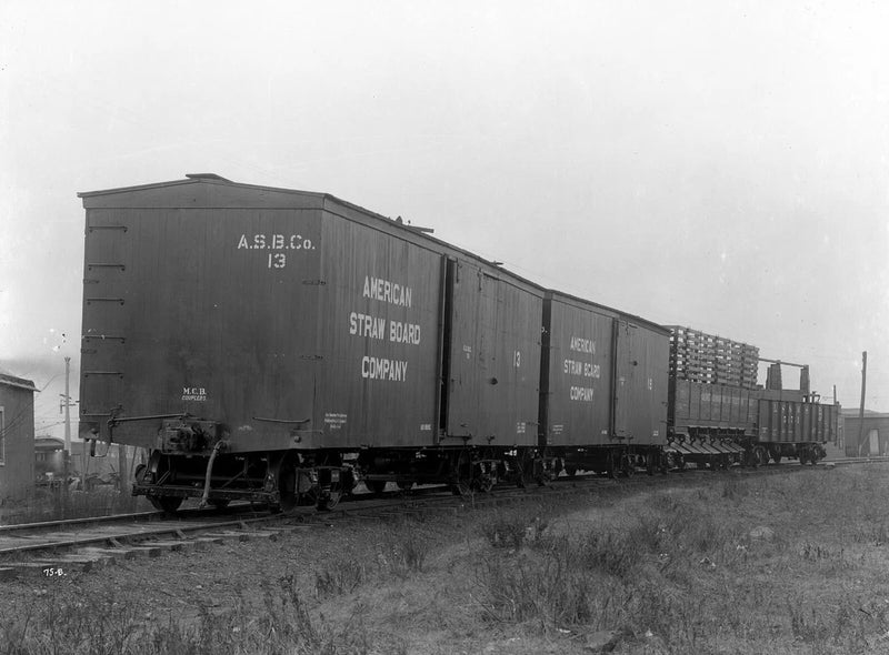 American Straw Board Co box cars 13 & 19 at Ralston Steel Car Co 5 x 7 Photo Model