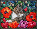 Counted Cross Stitch Kits Needlework Crafts DIY - The Cat in the Poppy Model