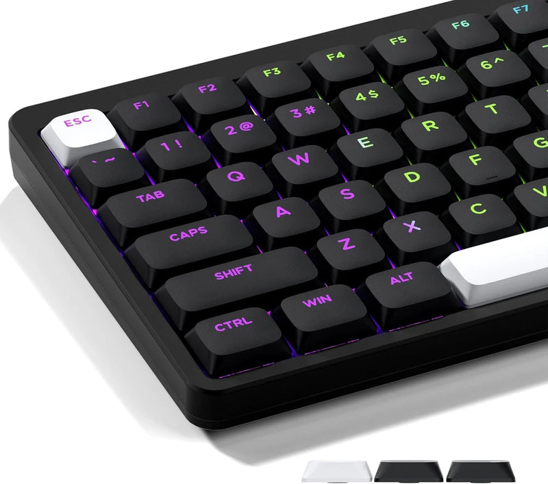 XVX Low Profile Black Keycaps, Shine through Keycap Sets, Double Shot PBT Model