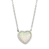Opal Bezel Heart Necklace set in Solid Sterling Silver - Gift box incl. Charms