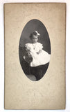 Antique Photo on Board Big Eyes Pouting Face Toddler Infant Large Bow in Hair Model