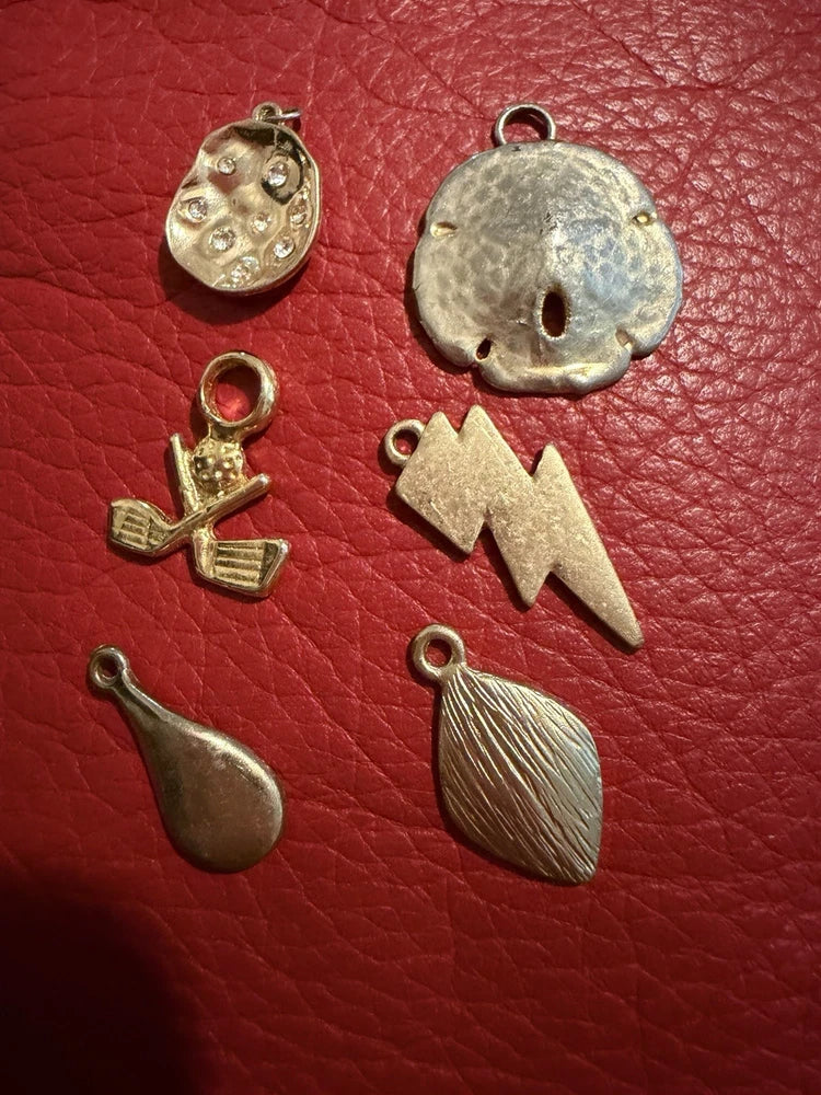 Vintage Lot Of 6 Gold Toned Charms With Loop For Jewelry Charms