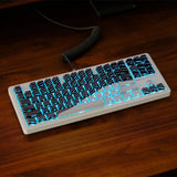 Black White Wave Shine Through Backlit Side Print Doubleshot PBT Keycap Set Model