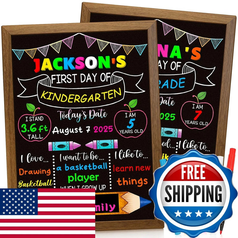 Hodurgyi Double-Sided First & Last Day School Board Sign with 6 Markers, 14x12 Model