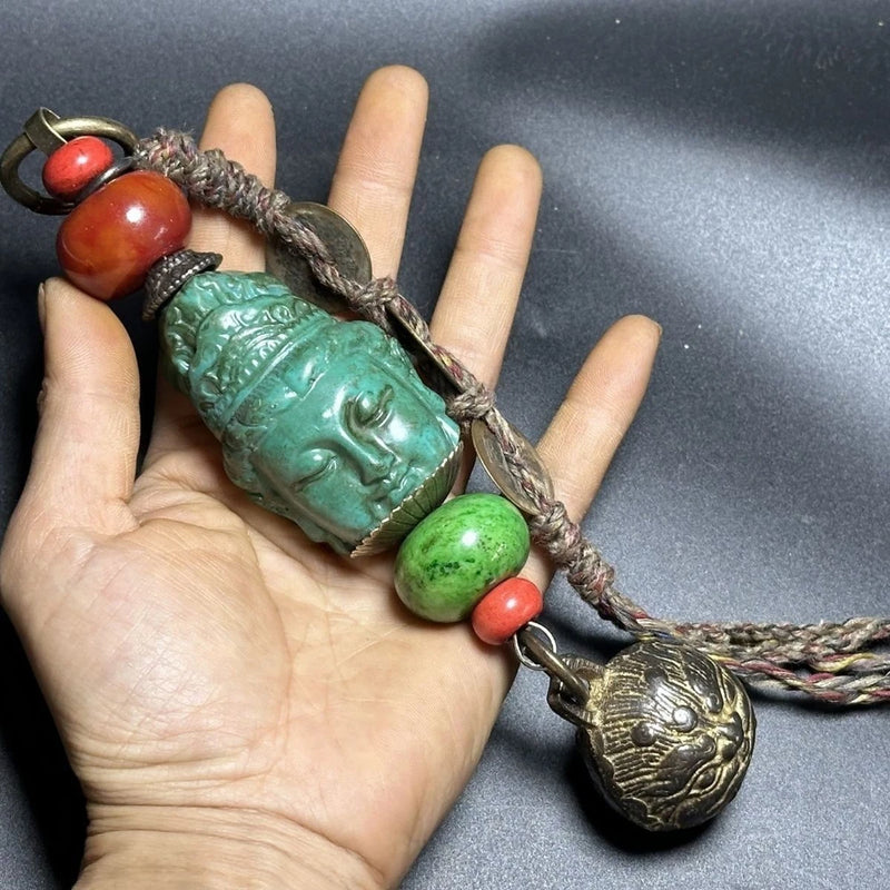 China Tibetan Collecting Antique Handicrafts Guanyin Bronze  Bell Pendant Charms