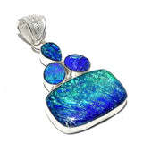 AustralTriplets Opal Gemstone Handmade 925 Sterling Silver Jewelry Pendant 2.10" Charms
