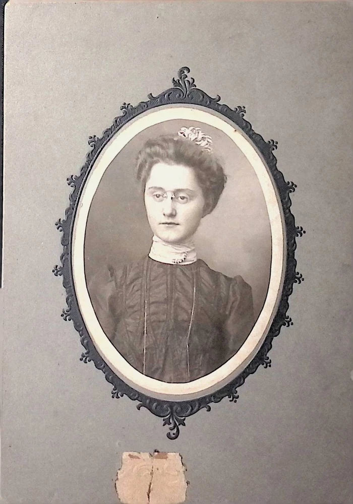 Vintage Board Photograph E W Curtis Spokane Washington Woman Portrait Oval Frame Model