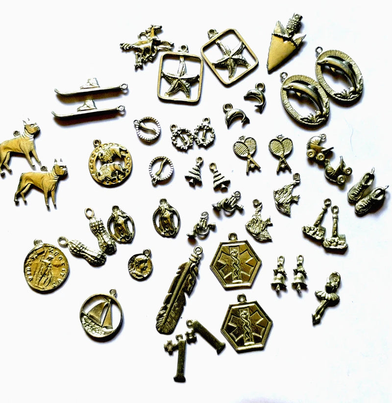 Lot of 40+ Silver Tone Charms Mixed Theme Charms