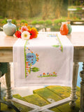 Vervaco stamped cross stitch kit tablechloth "Road Trip Vacation", 40x100cm, DIY Model