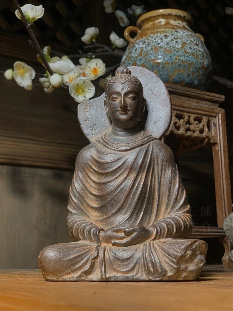 Gandhara Meditation Sitting Statue Specimen, Home Zen Decoration Ornament Model
