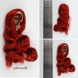 Female Curly Wig Red Soldier Head 1/6 Action Figure Model for 12'' Model
