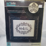 ARTISTE Embroidery Kit Mr. & Mrs. 11.25x8.5in Kit #983825 Wedding Model