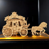 3D Wooden Puzzle Carriage Travel Handmade Assembled Building Model DlY Toy Gift Model