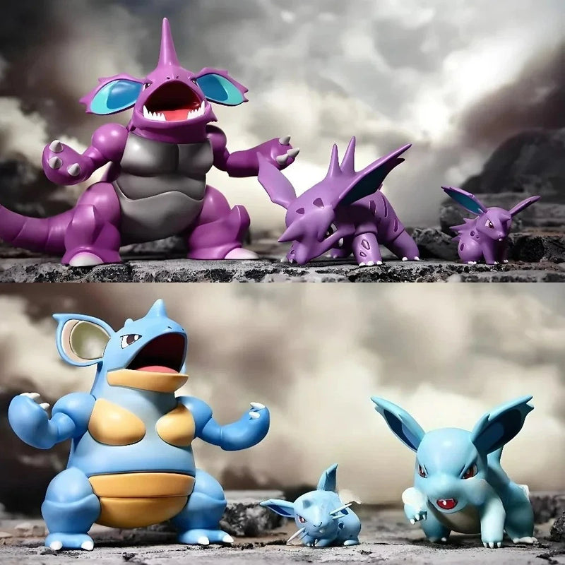 Pokemon Nidoqueen Nidoking Evolution PVC Figure Set Mini Anime Model 2-6cm Model