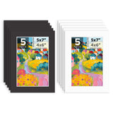 10 Pack 5x7 Black White Picture Mat Boards Fits 4x6 White Core Acid-Free Pre-Cut Model