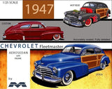 Moebius 2301  1947 Chevrolet Fleetmaster Aerosedan 3 in 1 plastic model kit 1/25 Model