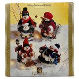 Grandeur Noel Skiing Snowman Family Christmas Decorations Display Set of 4 Model