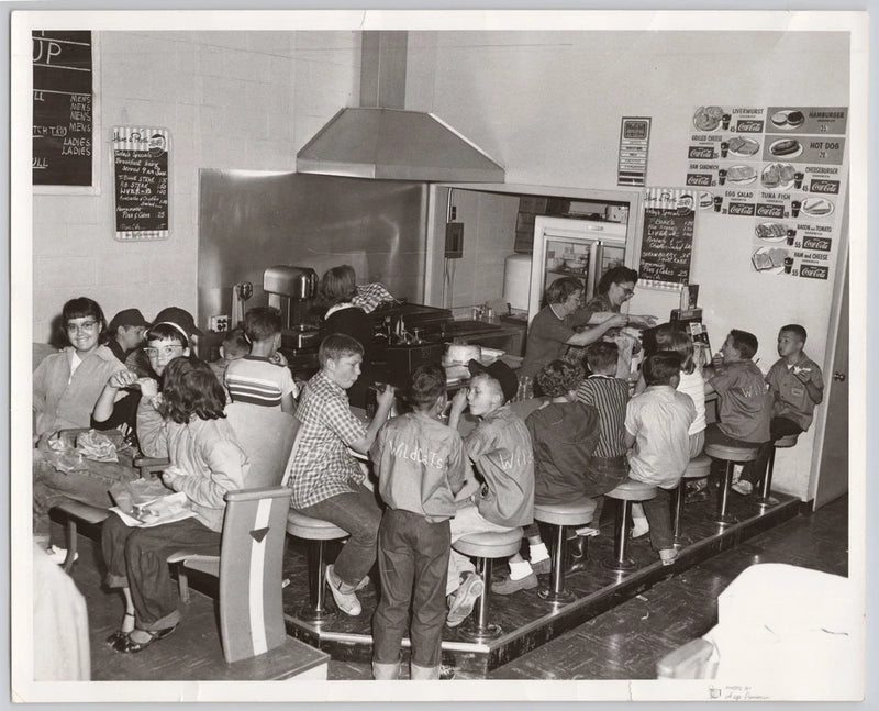 Vintage Photo School Lunch Counter Coca Cola Menu Youth Group Wildcats Cafeteria Model