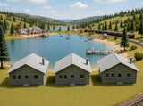 3-Pack N-Scale Lake Home Resort Village- 1:160 Scale Building House 3 Pack Model