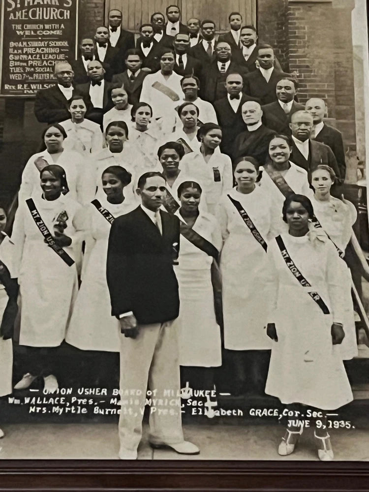Framed 1935 Black History 8x10 Photo St Mark¡¯s AME Church Milwaukee Usher Board Model